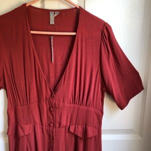 Red Short Sleeve Button Down Shirt Dress size 8